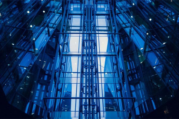 Server racks with glowing lights